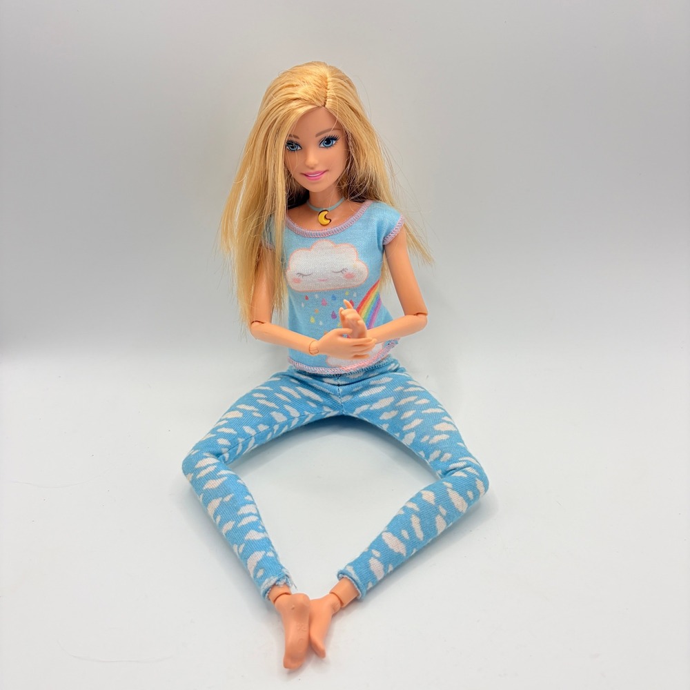 Barbie Breathe with Me Meditation Doll Blue Cloud Pajamas Articulated Yoga Toy